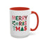 Christmas Mug - Merry Christmas Red Green & Gold Decorative Text