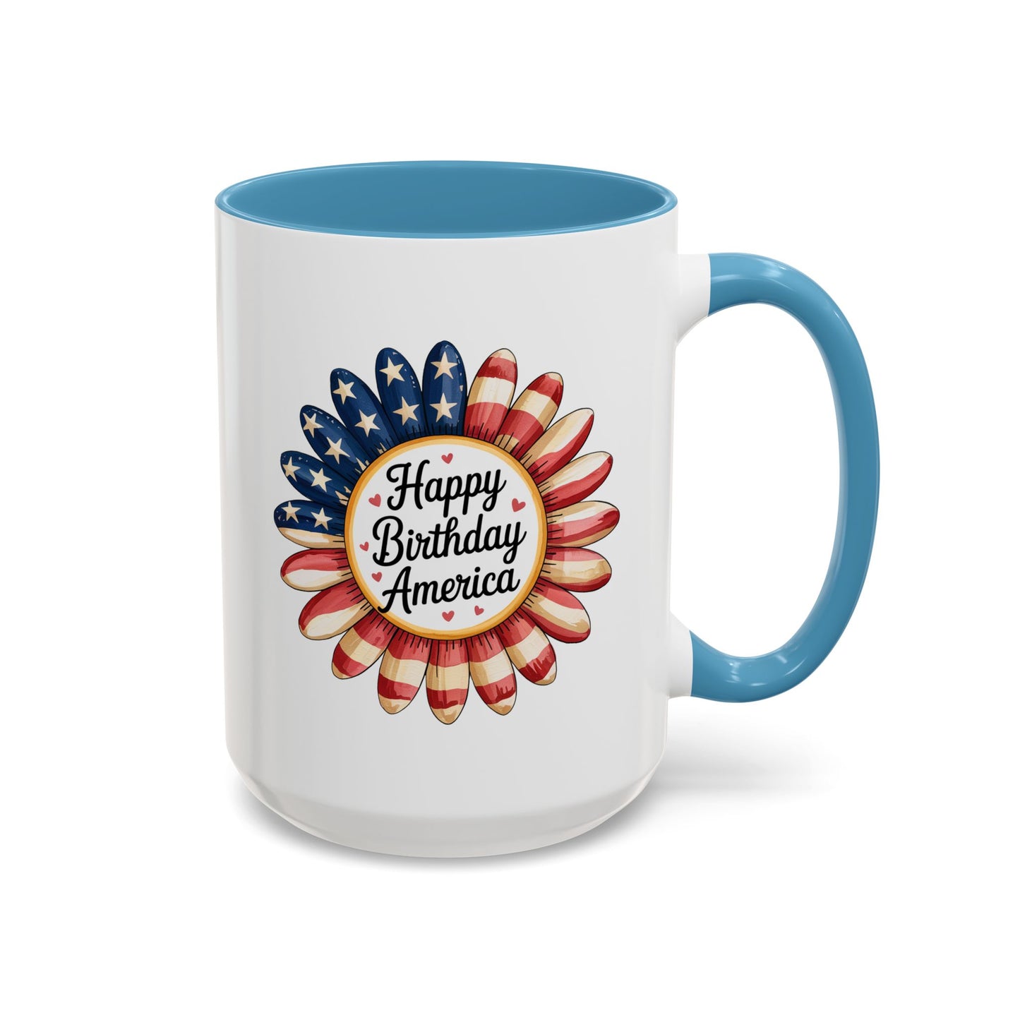 4th of July Mug - Happy Birthday America Sunflower
