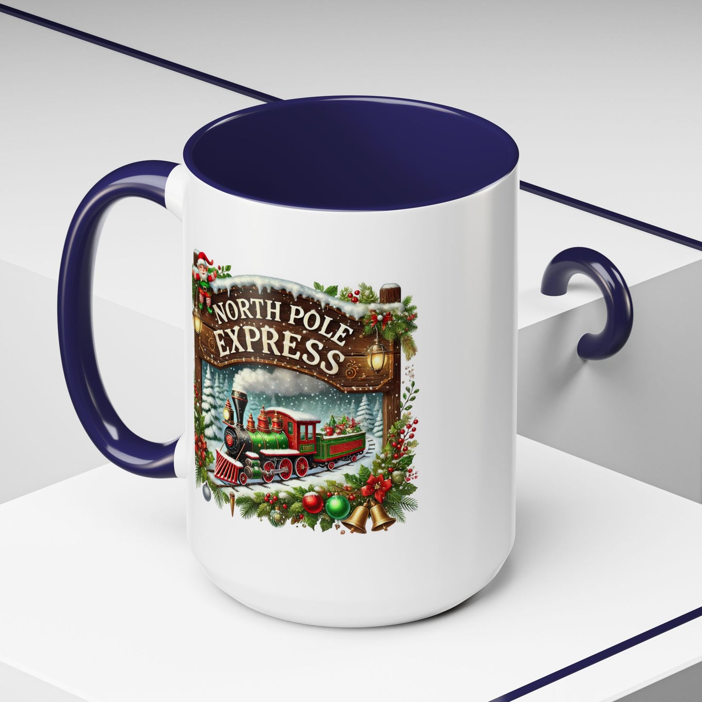 Christmas Mug - North Pole Express Steam Locomotive Ornaments