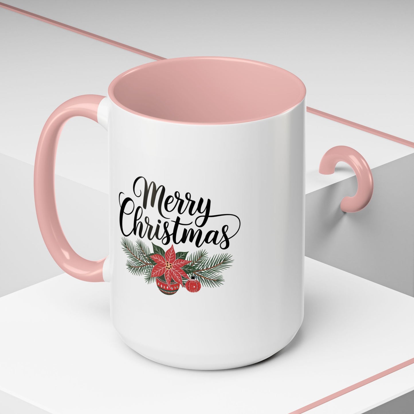 Christmas Mug - Merry Christmas Black Text Mistletoe