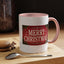 Christmas Mug - Merry Christmas Cream Text Maroon Background