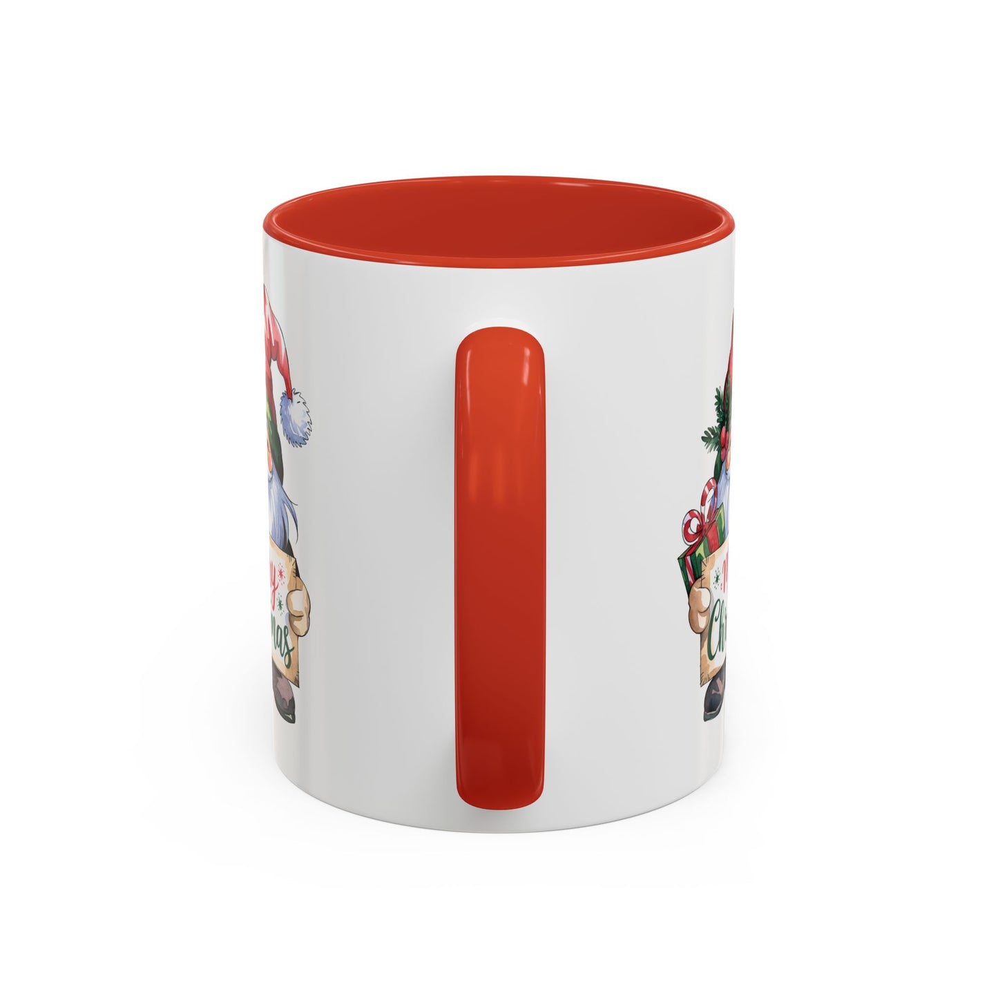 Christmas Mug - Merry Christmas Red & Green Text Gnome Present