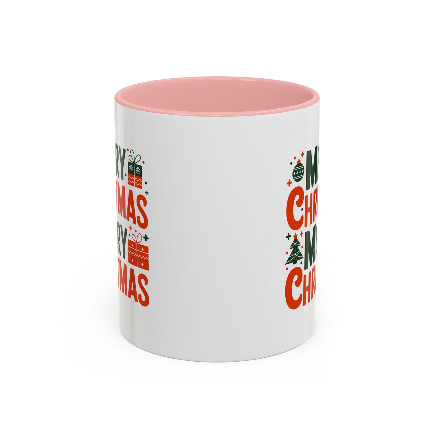Christmas Mug - Green & Red Text Tree Presents