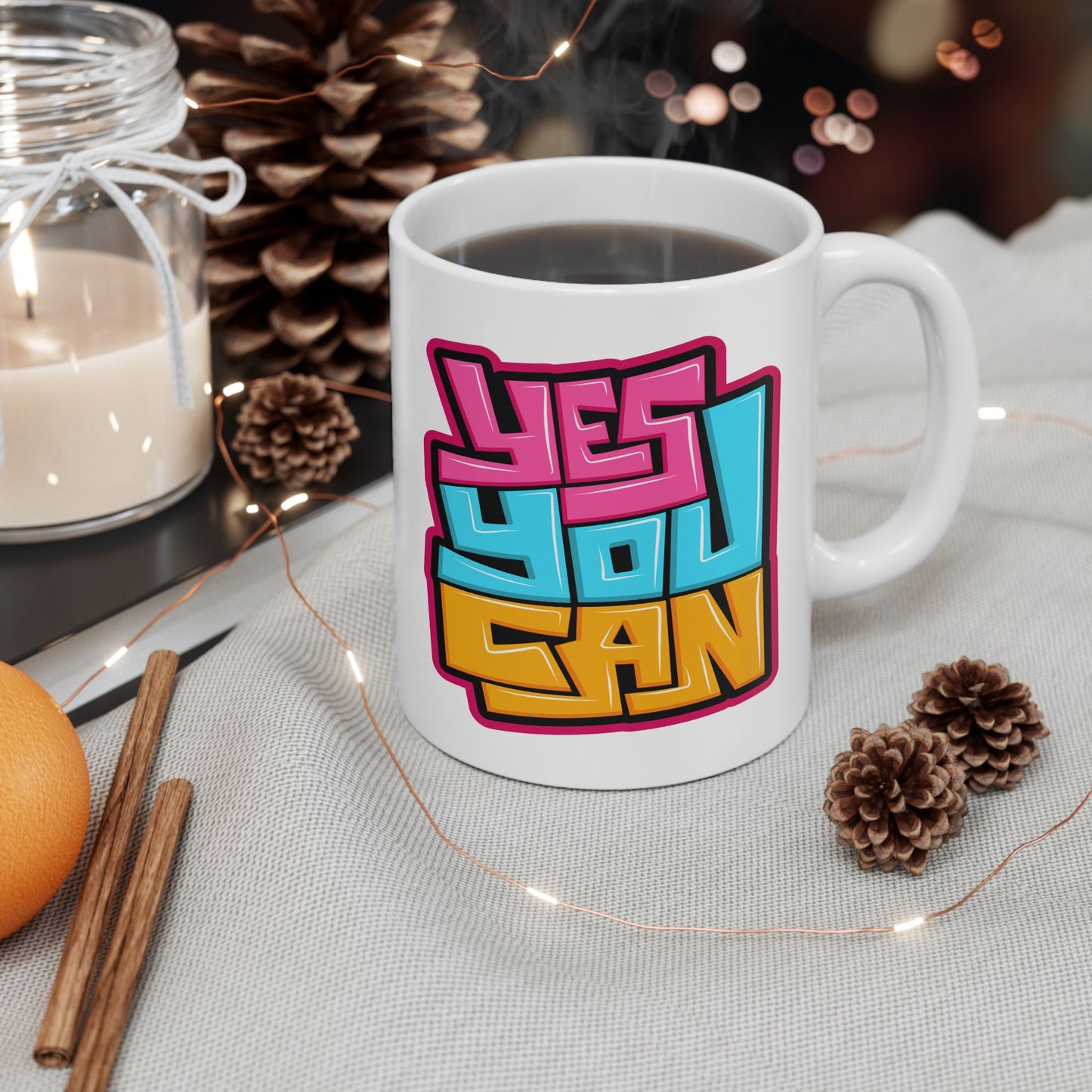 Motivation Mug - Yes You Can Graffiti