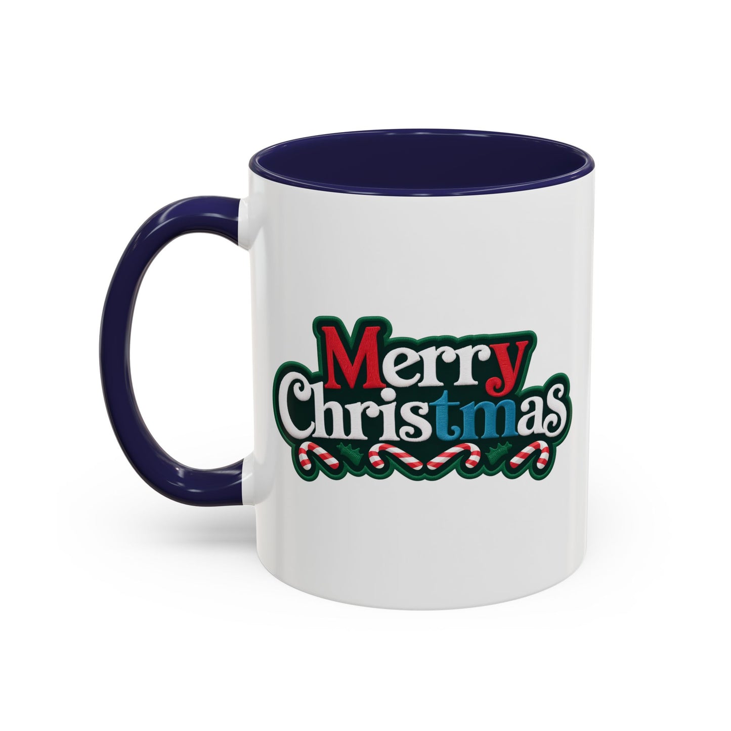 Christmas Mug - Merry Christmas White Red & Blue Text