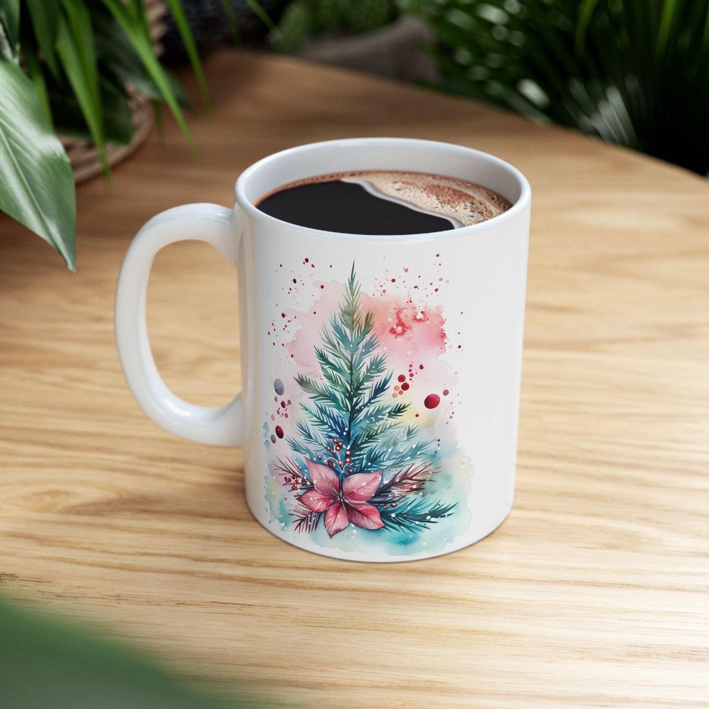 Christmas Mug - Christmas Tree and Mistletoe