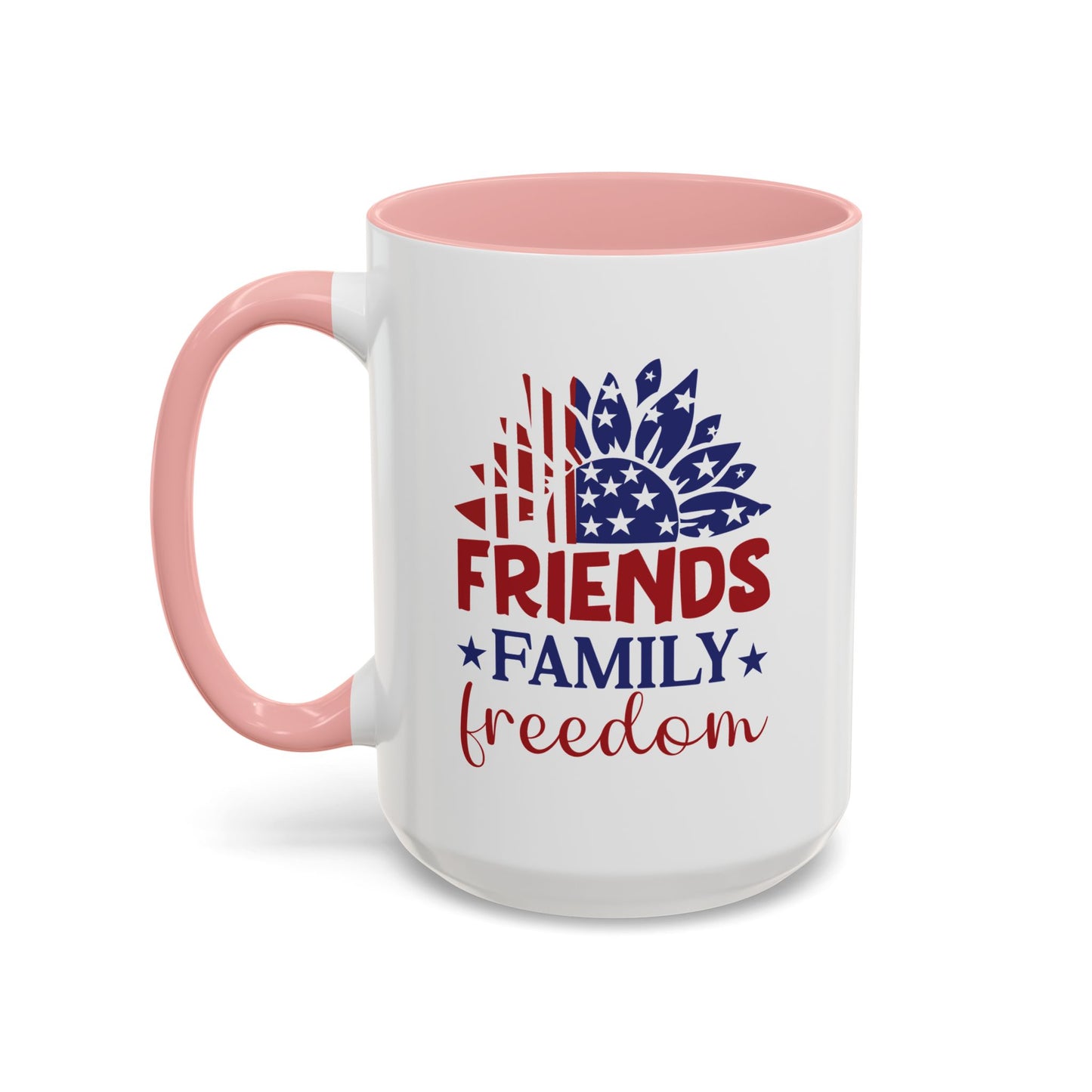 4th of July Mug - Friends Family Freedom Sunflower