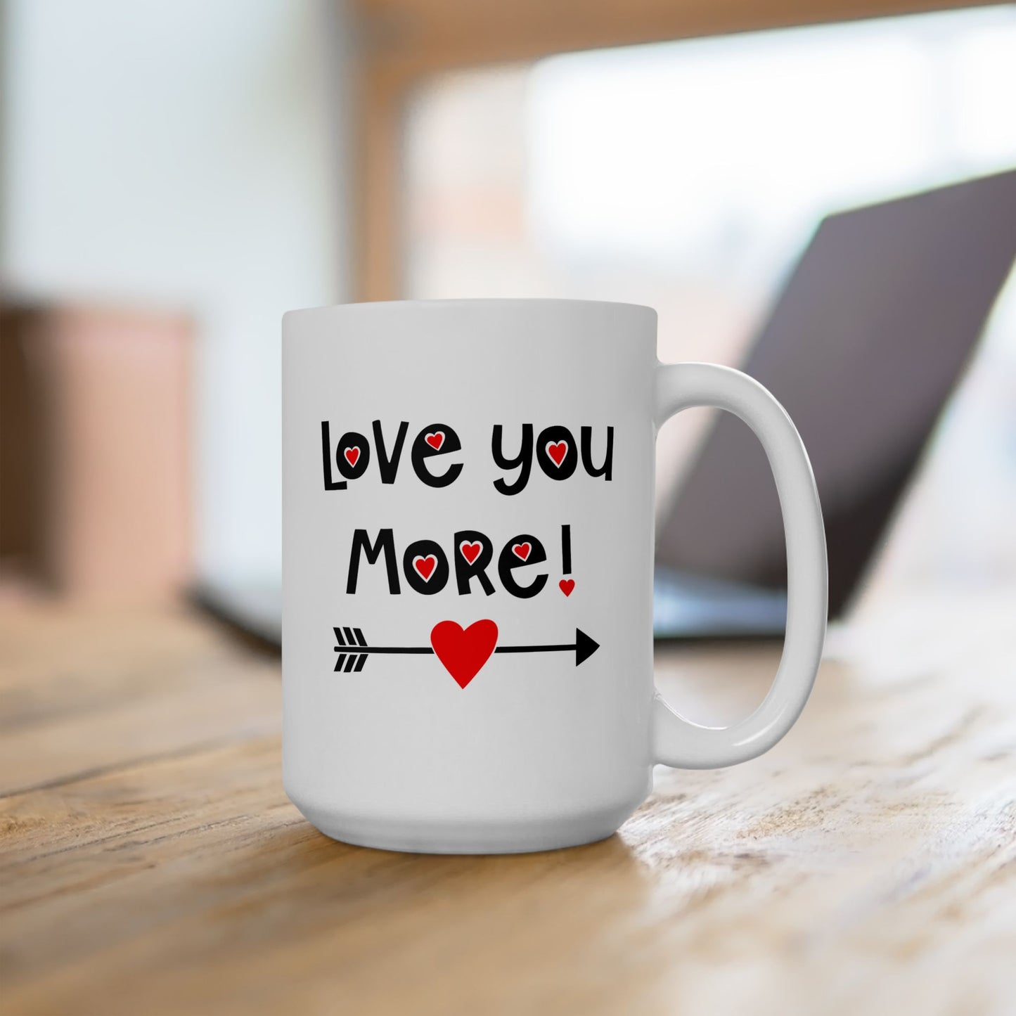 Valentine's Day Mug - Love You More Heart Arrow