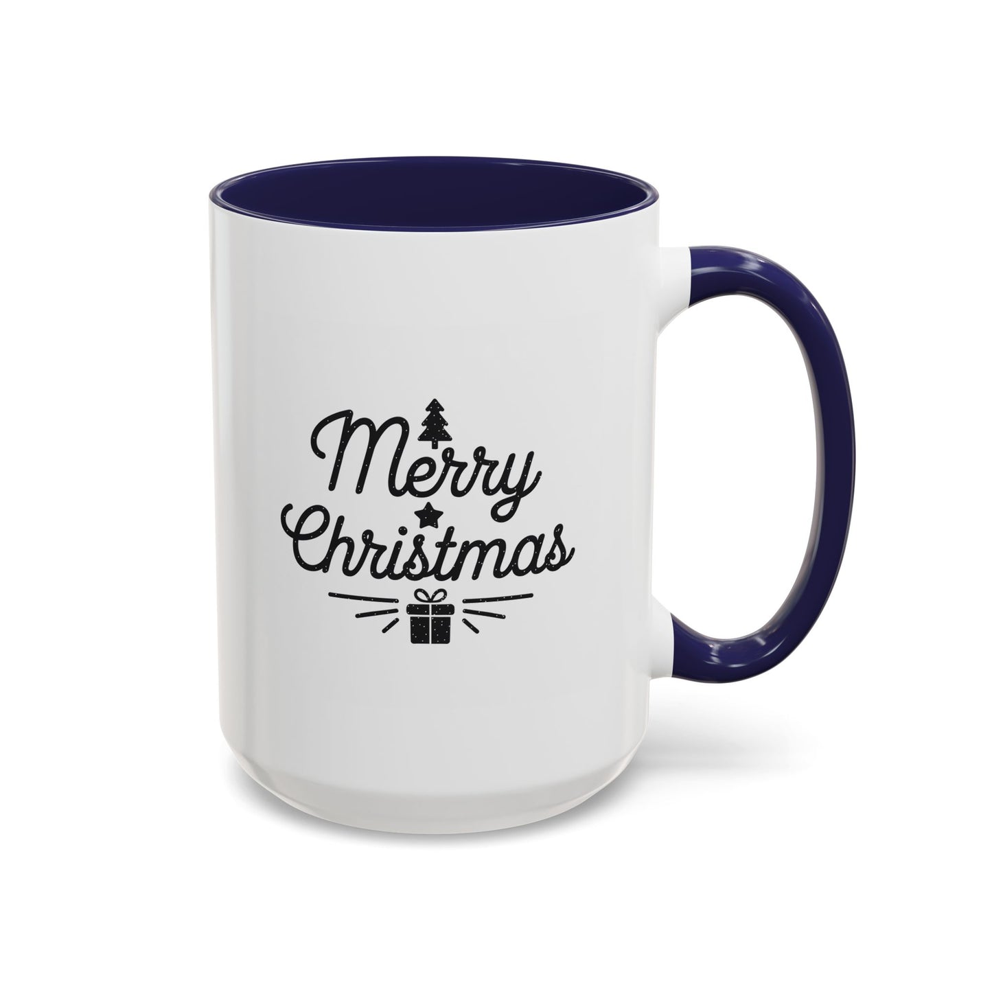 Christmas Mug - Merry Christmas Black Text Tree Star Present
