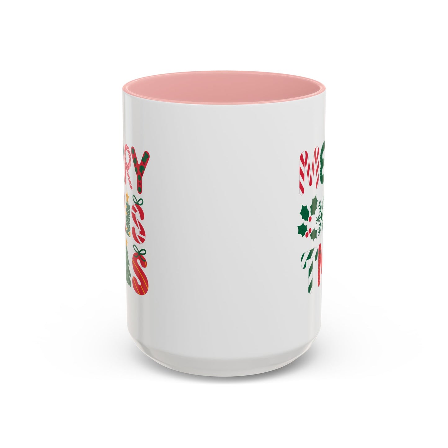 Christmas Mug - Merry Christmas Red Green & Gold Decorative Text
