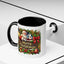 Christmas Mug - Merry Christmas Cream Text Santa Ok Light Bow Ornaments