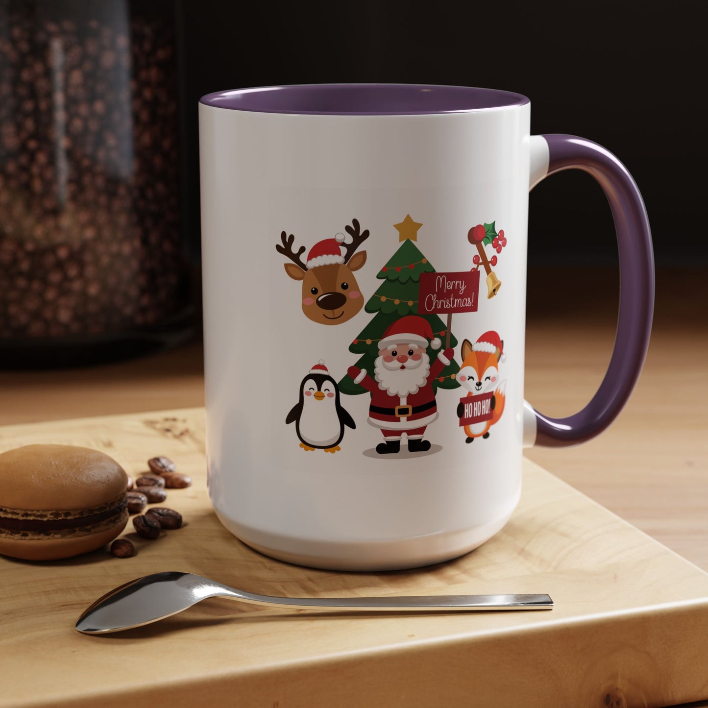 Christmas - Merry Christmas White Text Santa Reindeer Penguin Fox