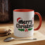 Christmas Mug - Merry Christmas Black Text Hat Candy Cane Mistletoe
