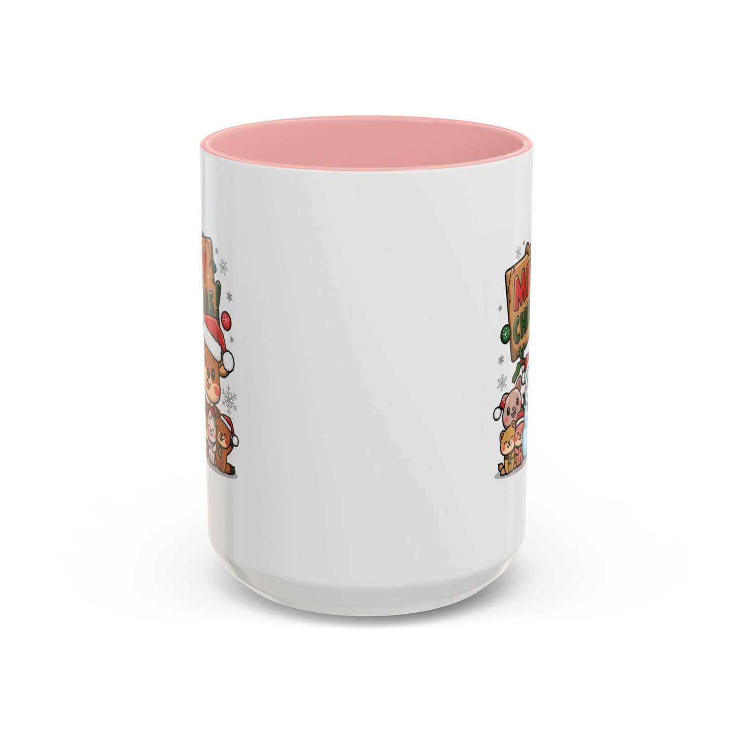 Christmas Mug - Merry Christmas Red & Green Text Reindeer Snowman