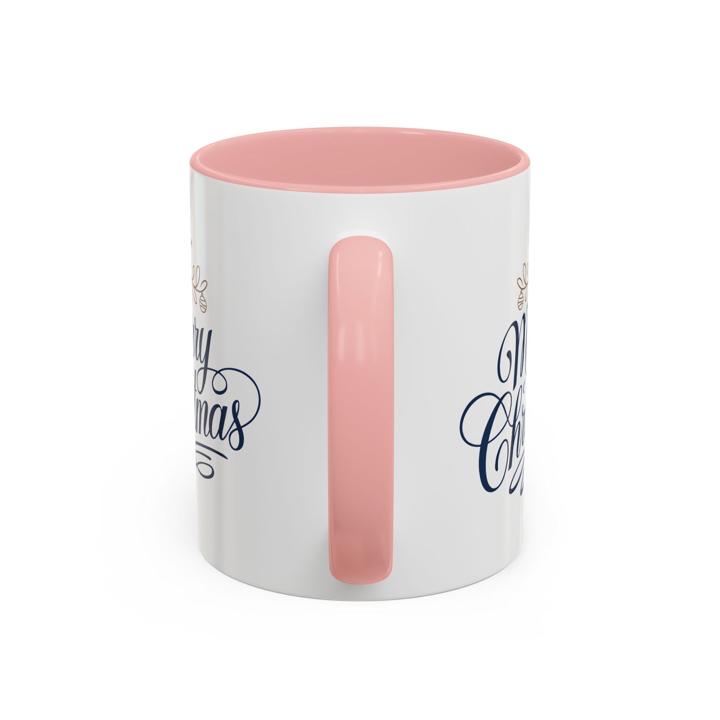 Christmas Mug - Merry Christmas Blue Text Gold Ornaments