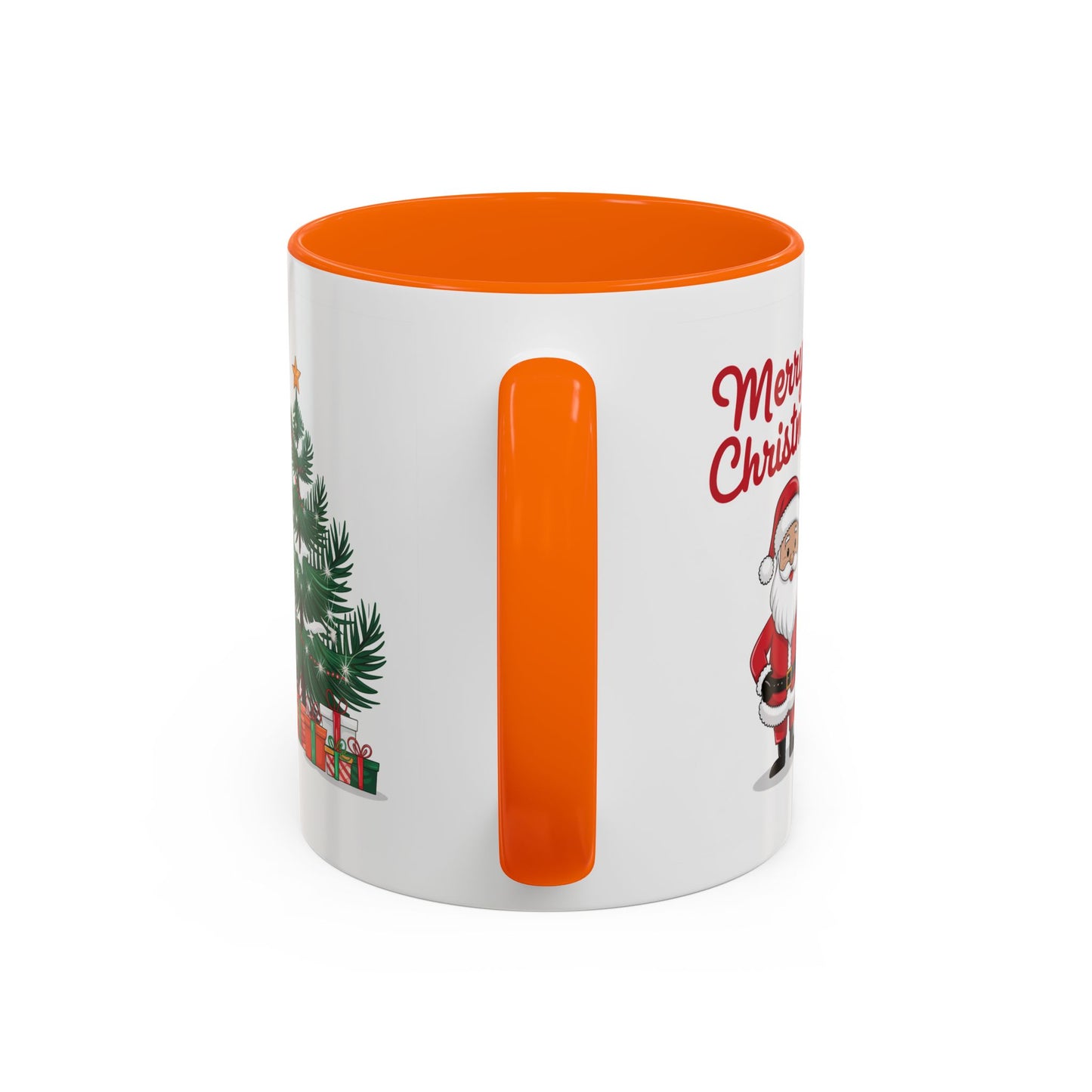 Christmas Mug - Merry Christmas Red Text Santa Tree Presents