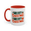 Christmas Mug - Green & Red Text Tree Presents