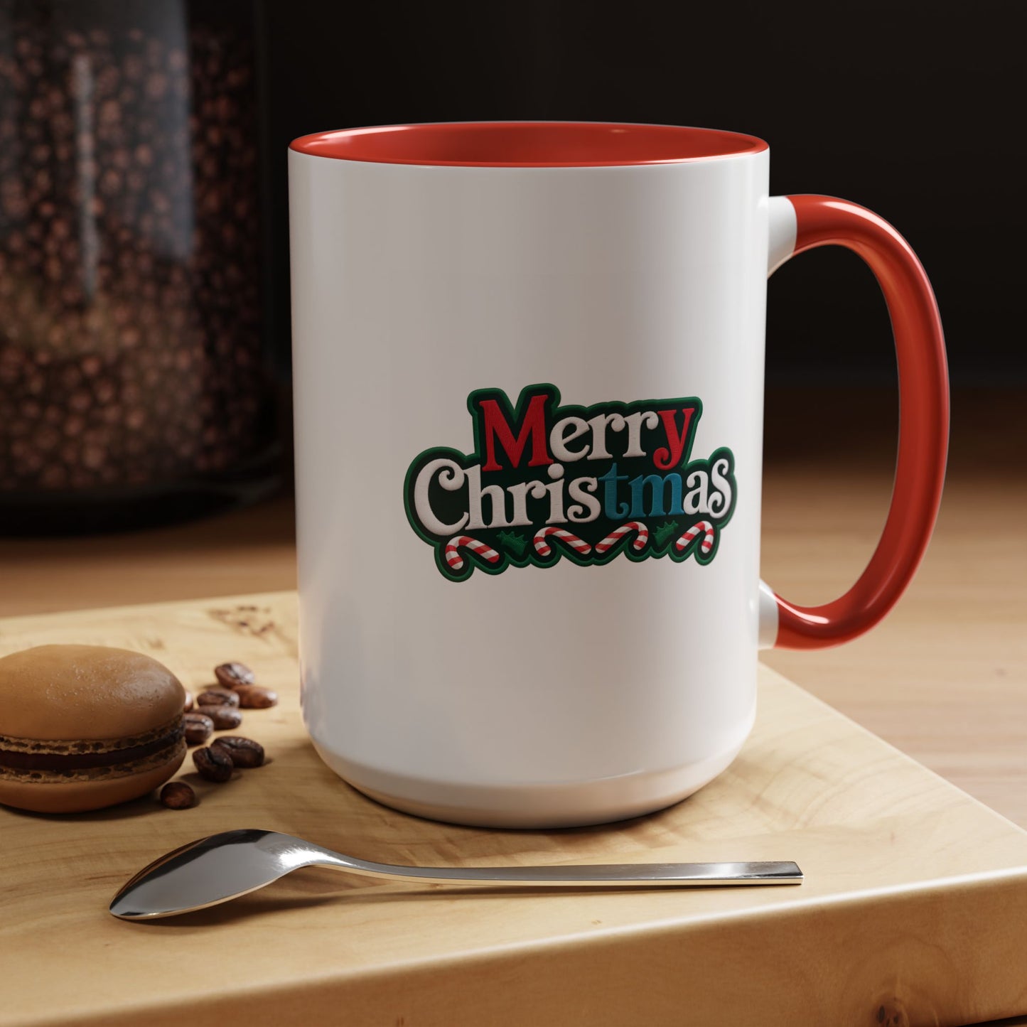 Christmas Mug - Merry Christmas White Red & Blue Text
