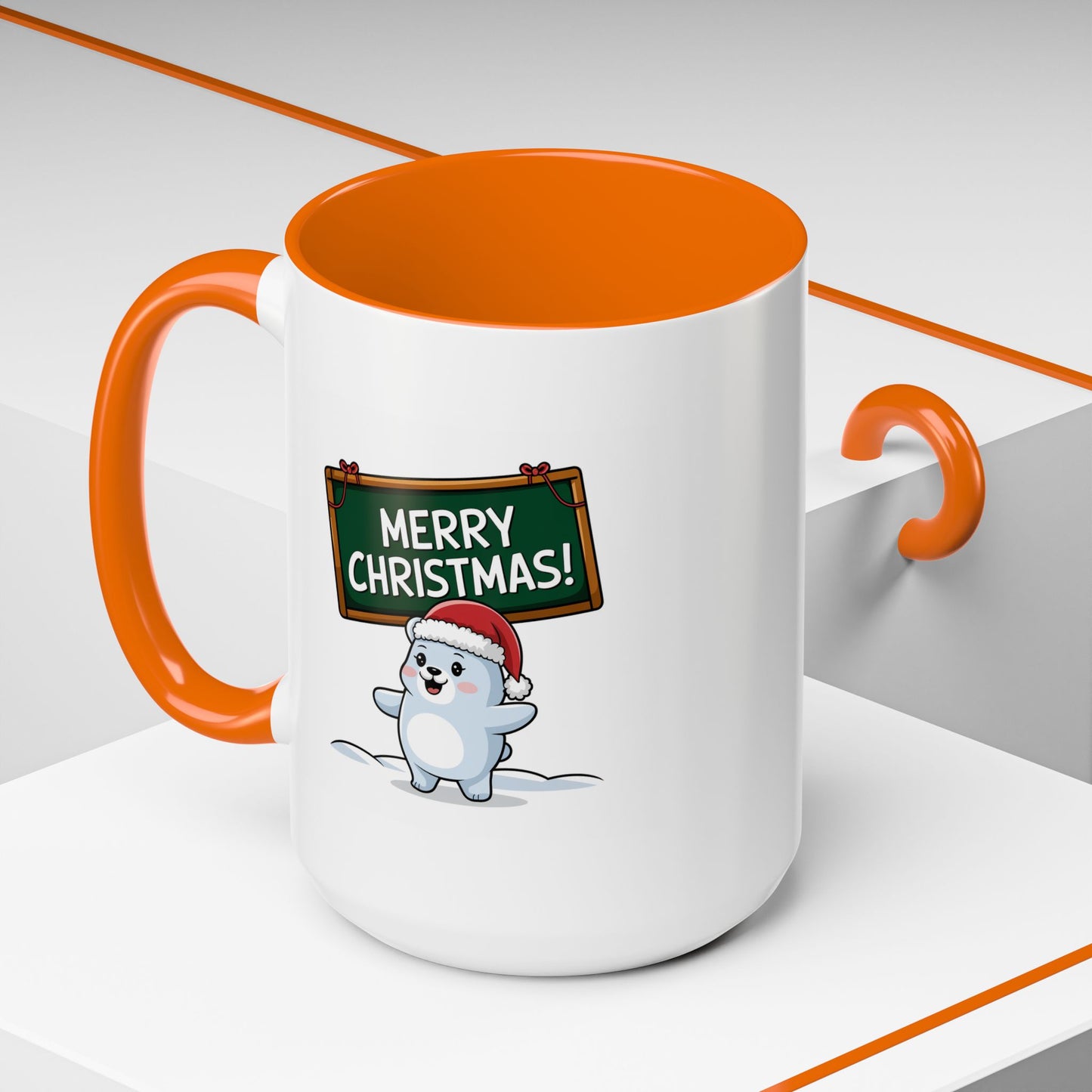 Christmas Mug - Merry Christmas White Text Seal Pup