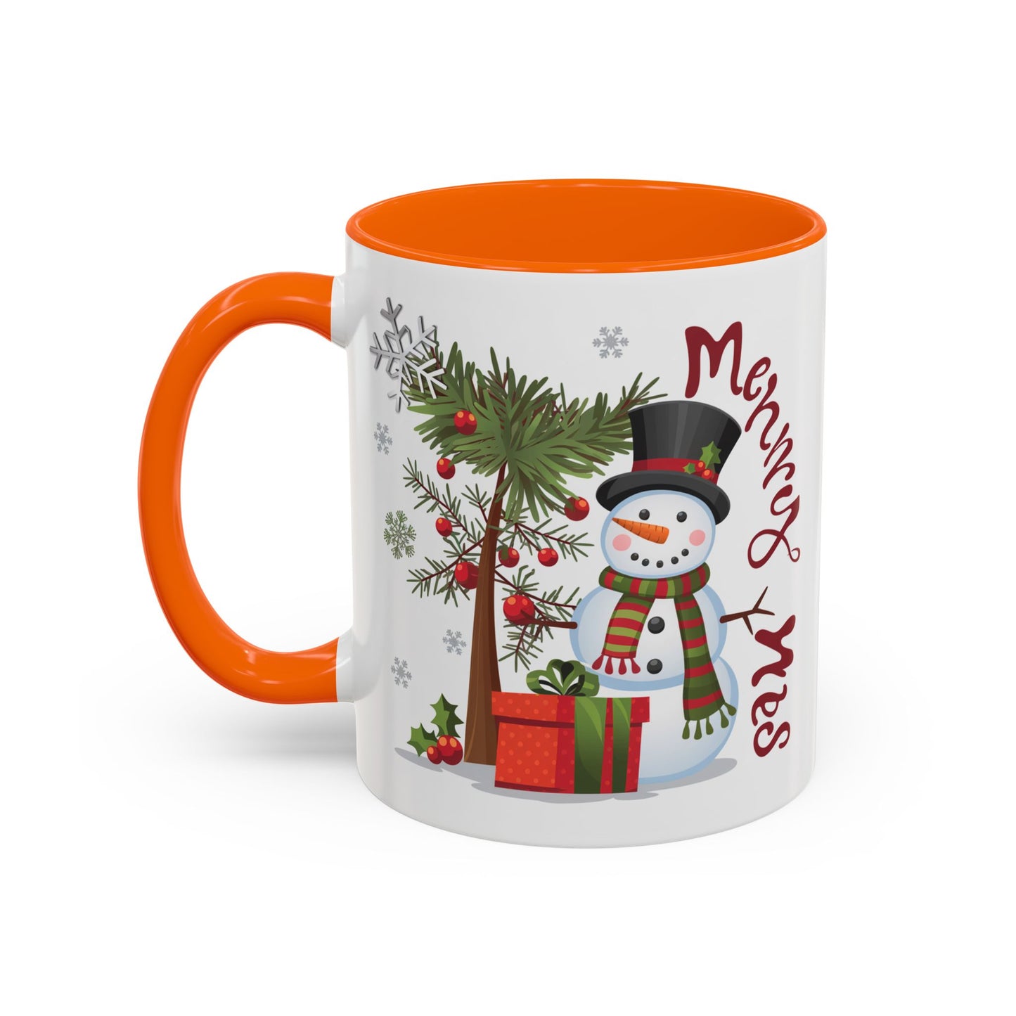 Christmas Mug - Merry Xmas Snowman Tree Present