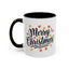 Christmas Mug - Merry Christmas Black Text Fall Leaves