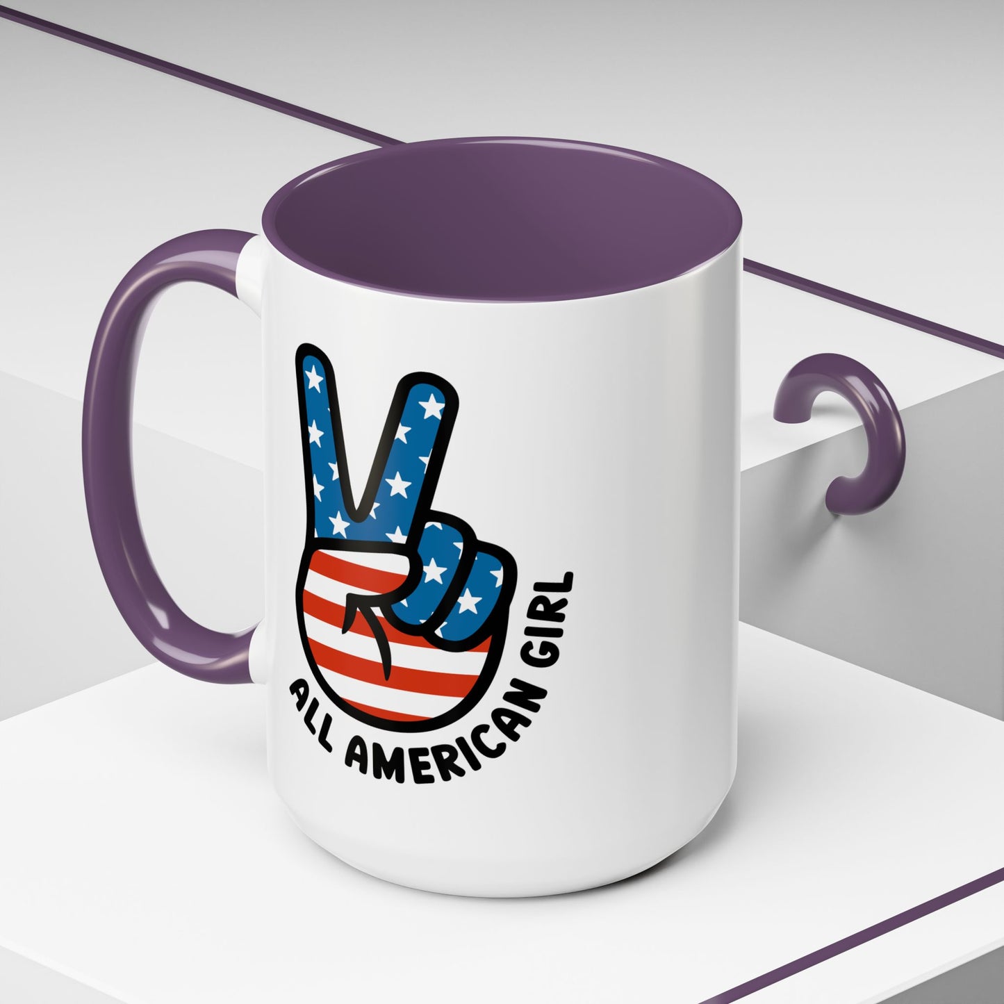 4th of July Mug - All American Girl Peace Sign