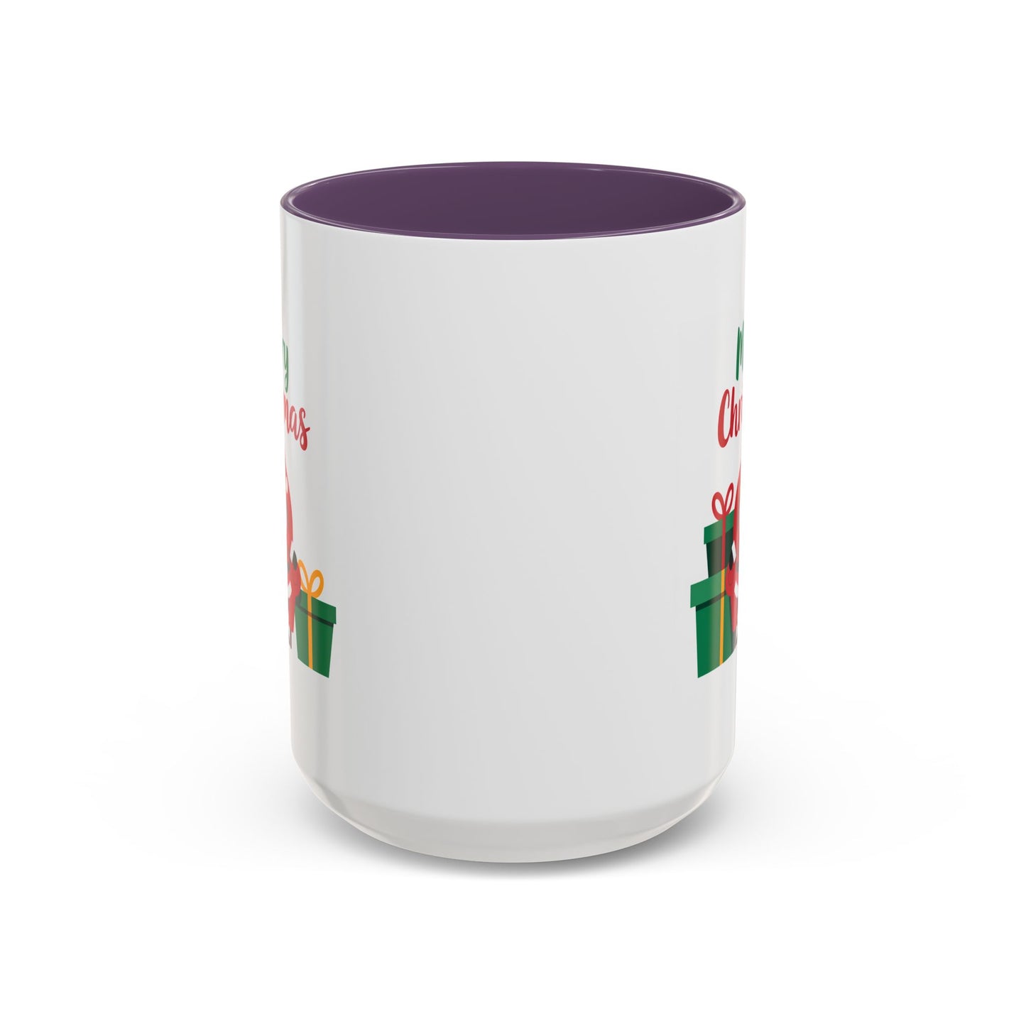 Christmas Mug - Merry Christmas Green & Red Text Santa Presents