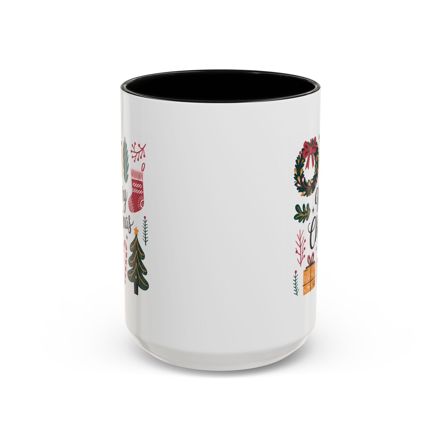 Christmas Mug - Merry Christmas Green Text Presents Tree Candy Cane
