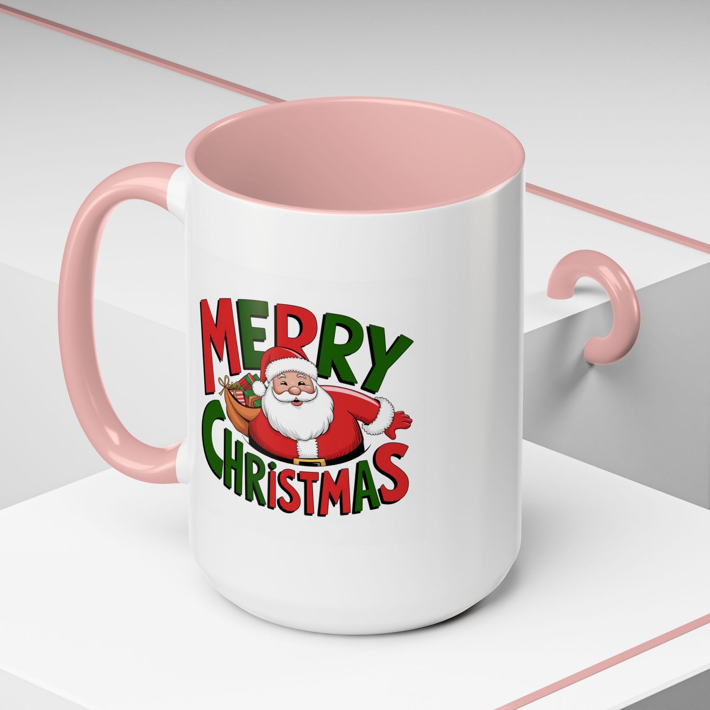 Christmas Mug - Green & Red Text Santa Presents