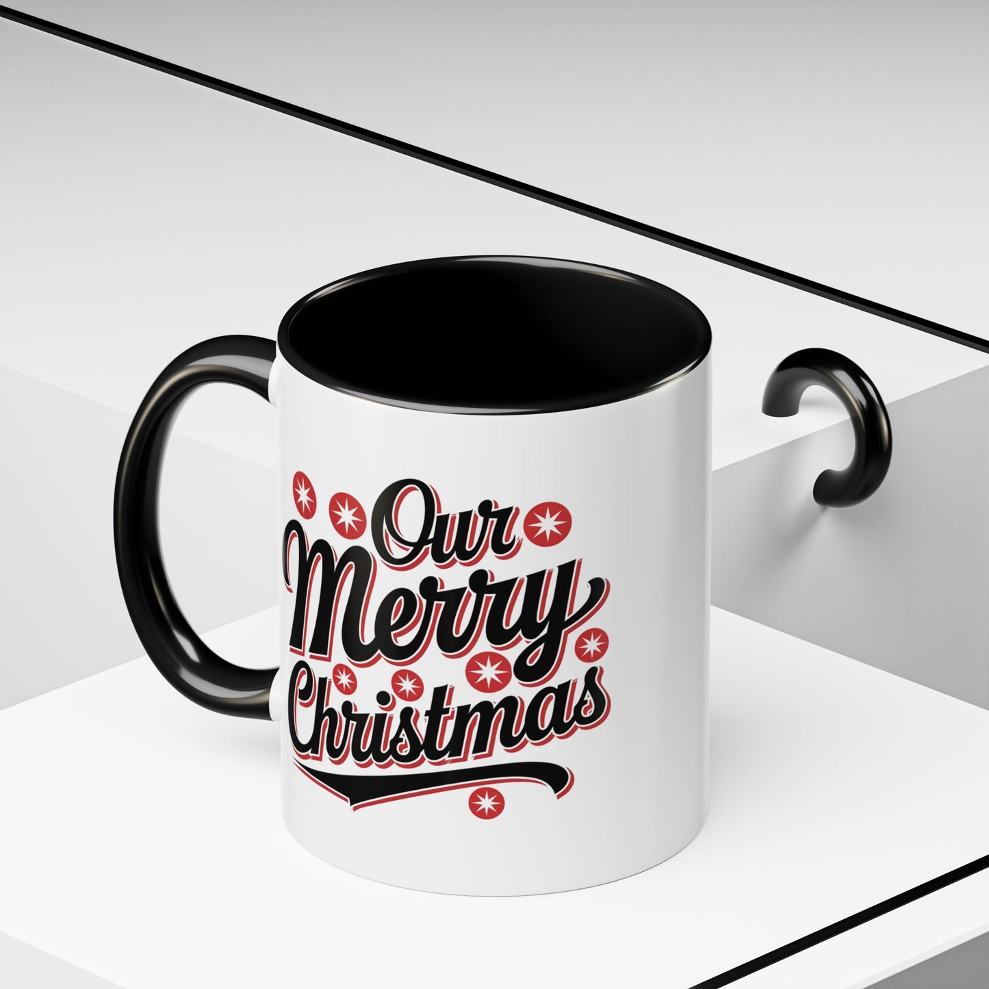 Christmas Mug - Merry Christmas Black Red & White Baseball Text