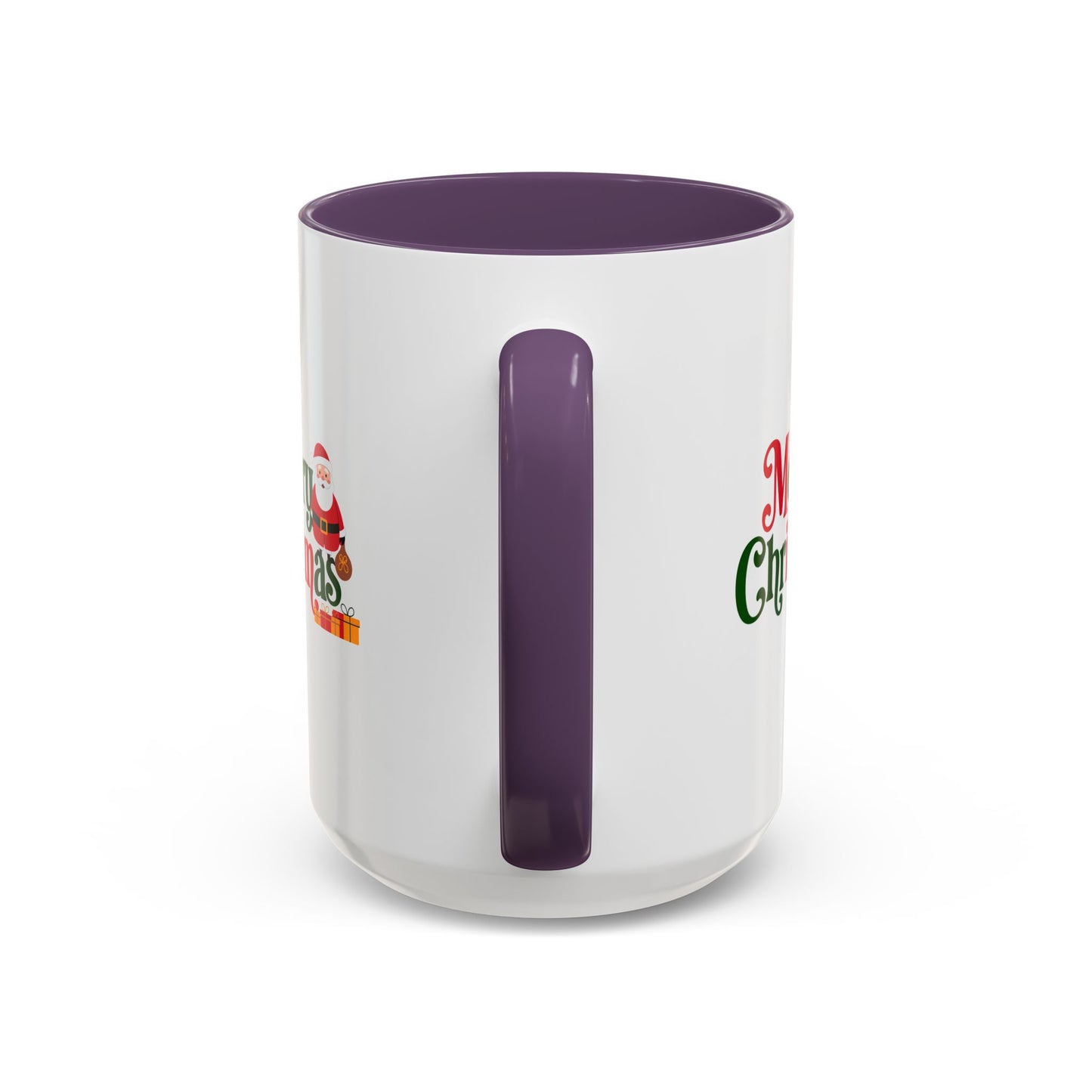 Christmas Mug - Merry Christmas Green & Red Text Santa Presents