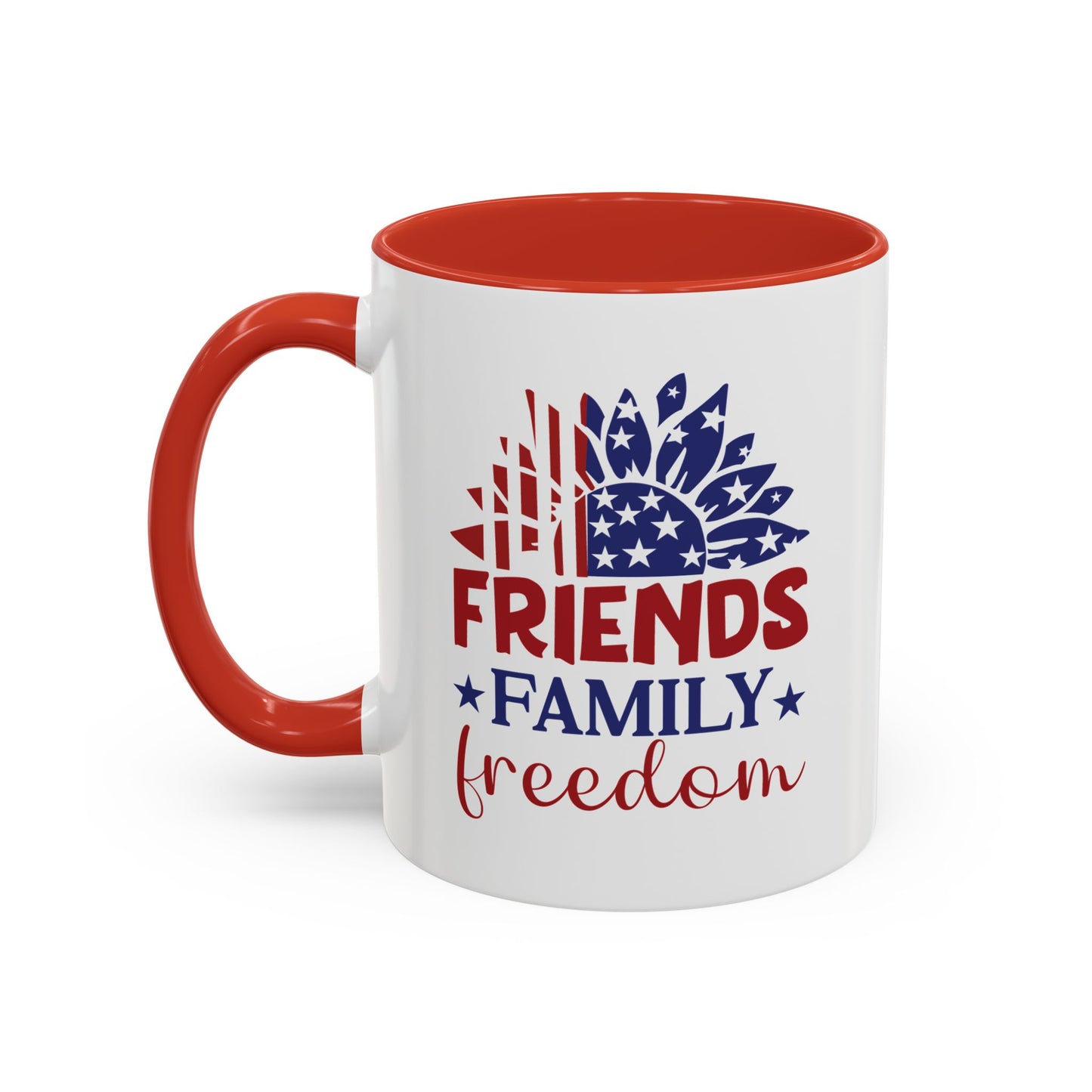 4th of July Mug - Friends Family Freedom Sunflower
