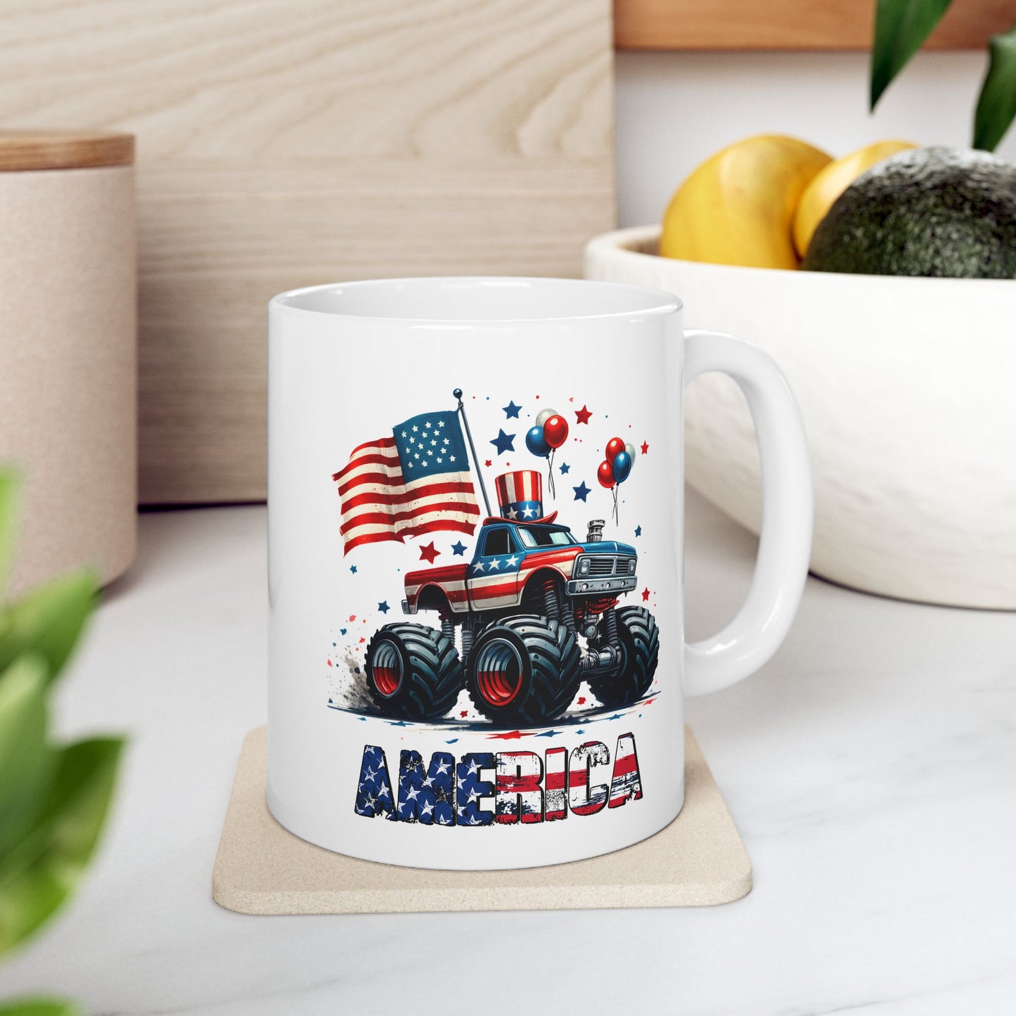 4th of July Mug - America Monster Truck