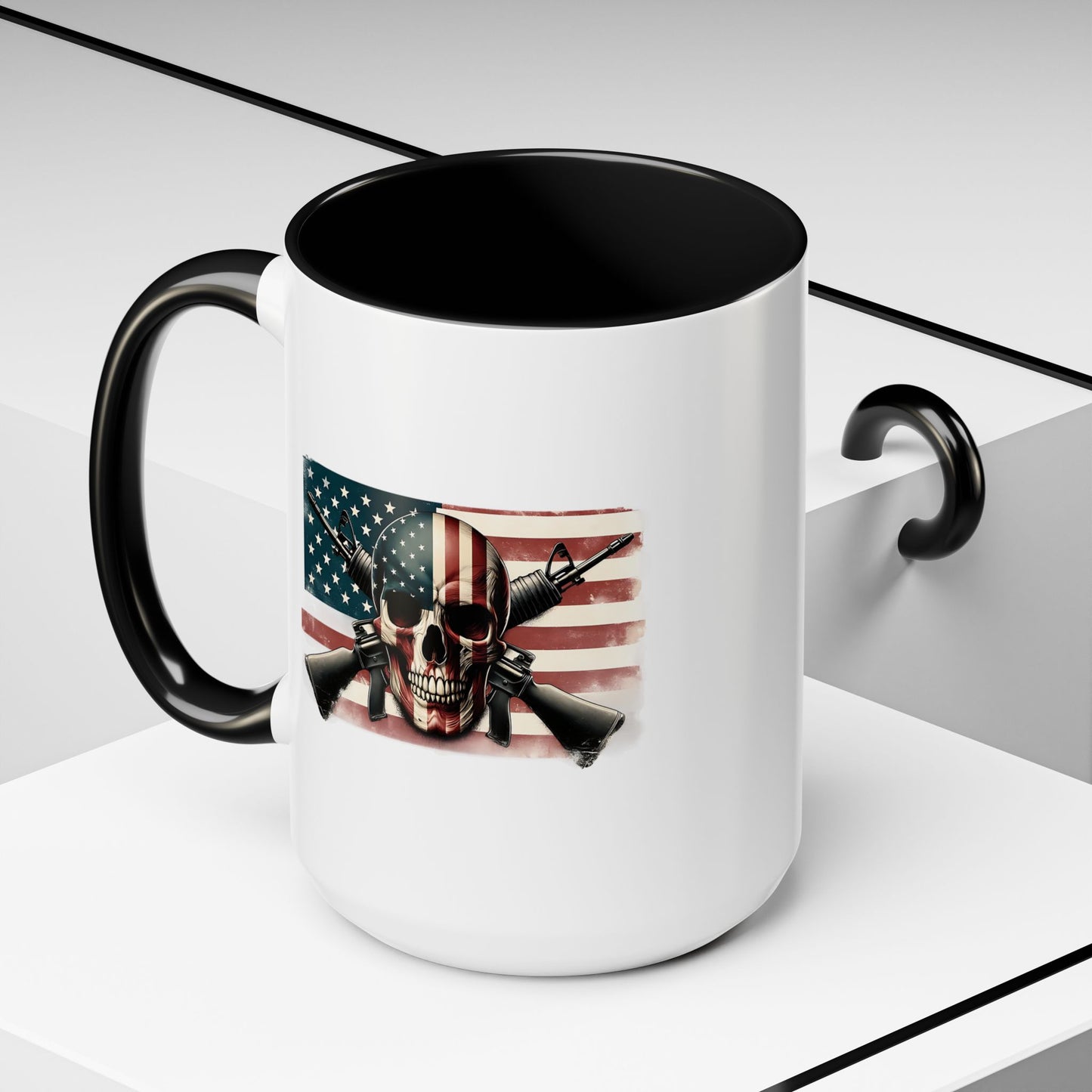 4th of July Mug - Skull Guns Flag