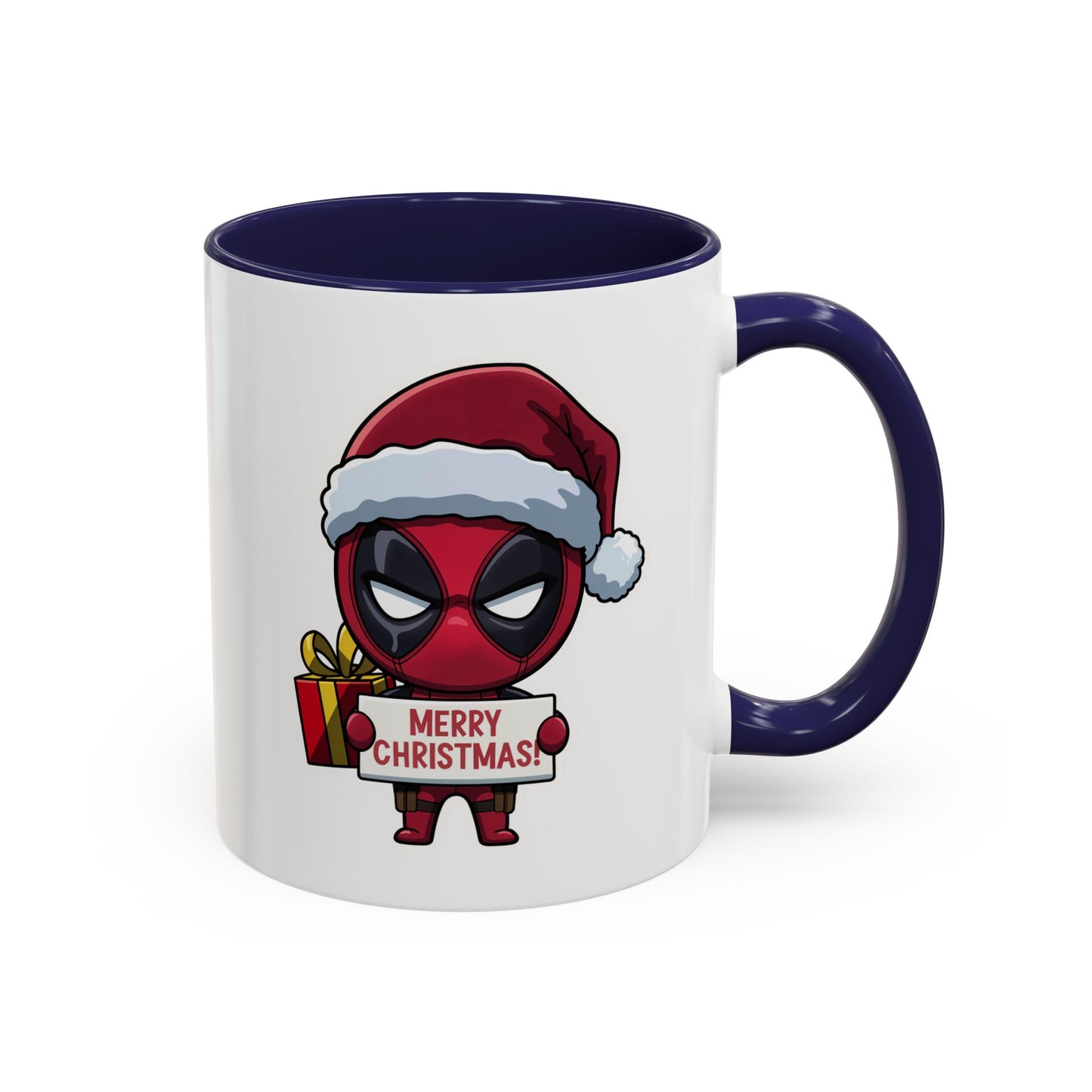 Christmas Mug - Merry Christmas Red Text Superhero