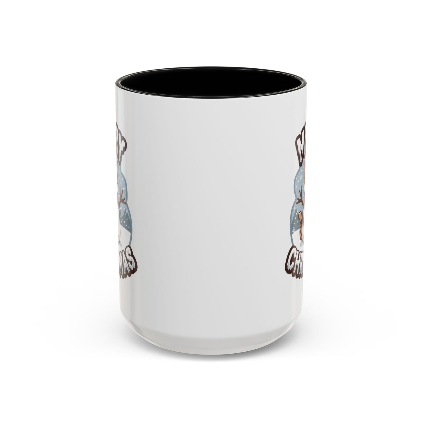 Christmas Mug - Merry Christmas Black & White Text Snowman Cat