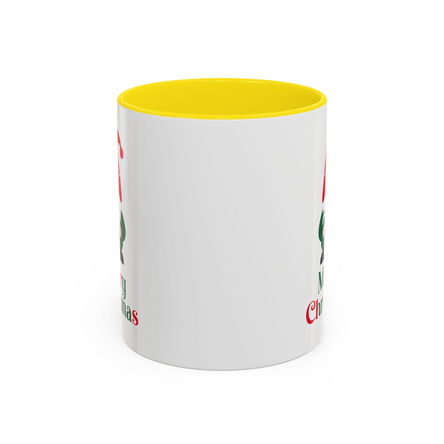 Christmas Mug - Merry Christmas Green & Red Text Gnome Candy Cane