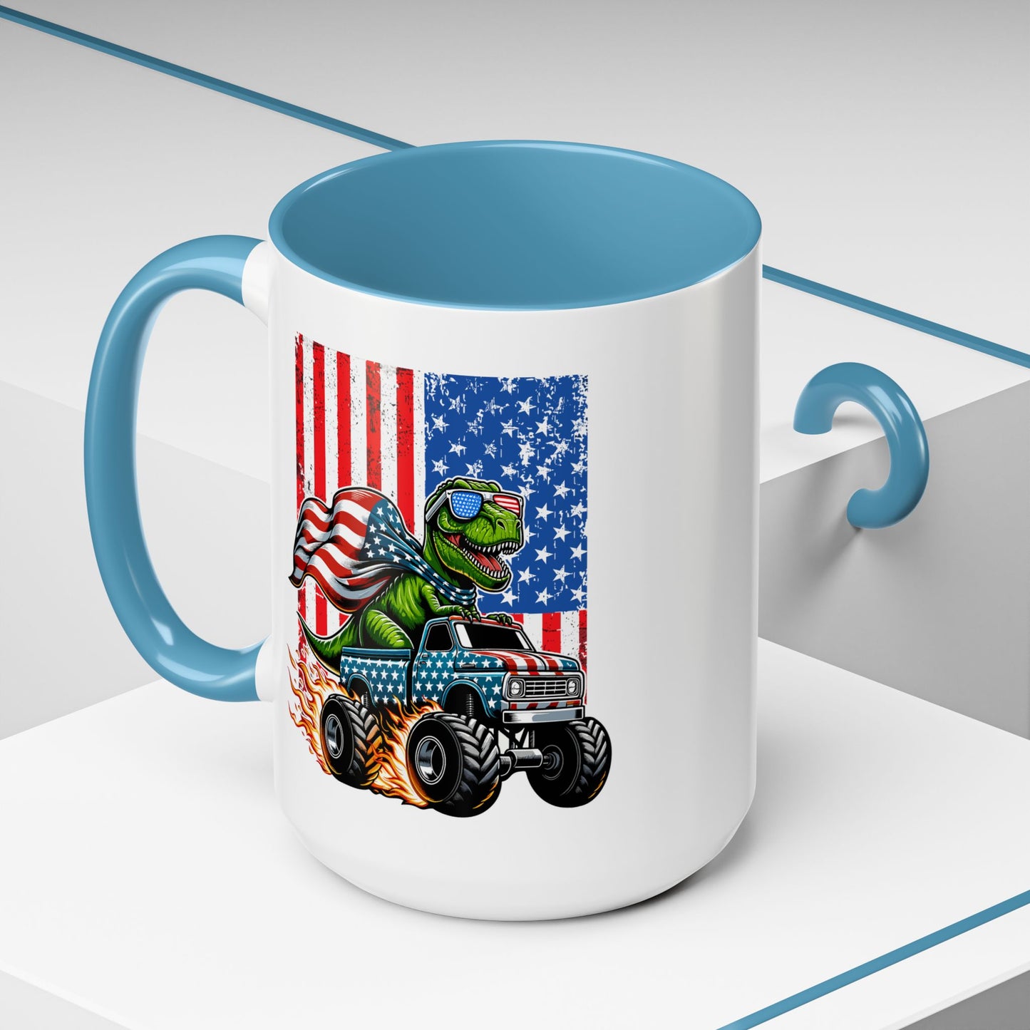 4th of July Mug - T Rex Riding Monster Truck