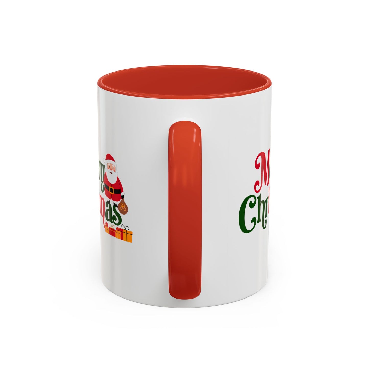 Christmas Mug - Merry Christmas Green & Red Text Santa Presents