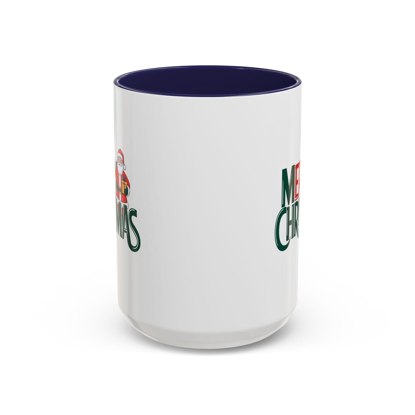 Christmas Mug - Merry Christmas Green & Red Text Santa Present