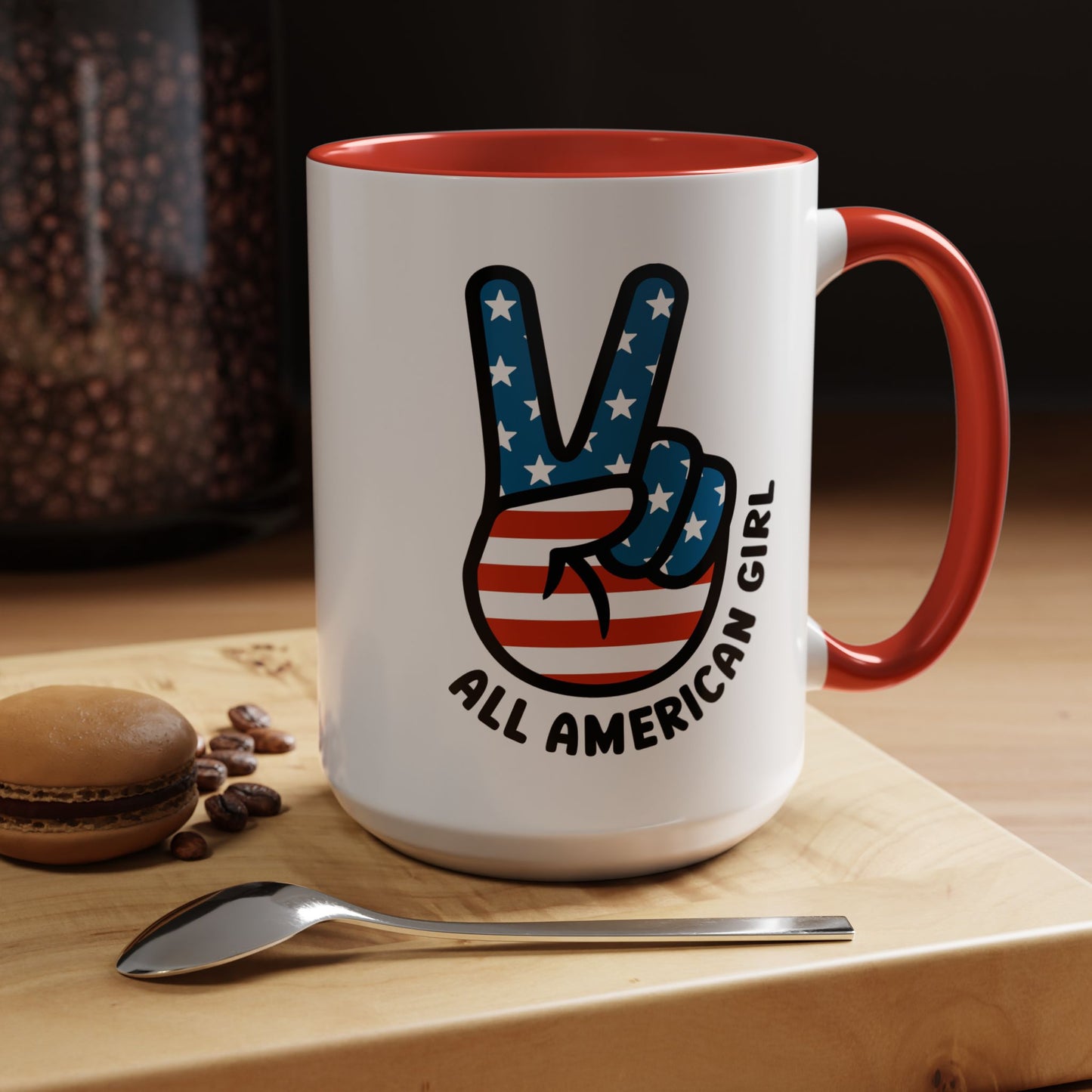 4th of July Mug - All American Girl Peace Sign