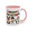 Christmas Mug - Red Green & Gold Text Reindeer Snowman Penguin