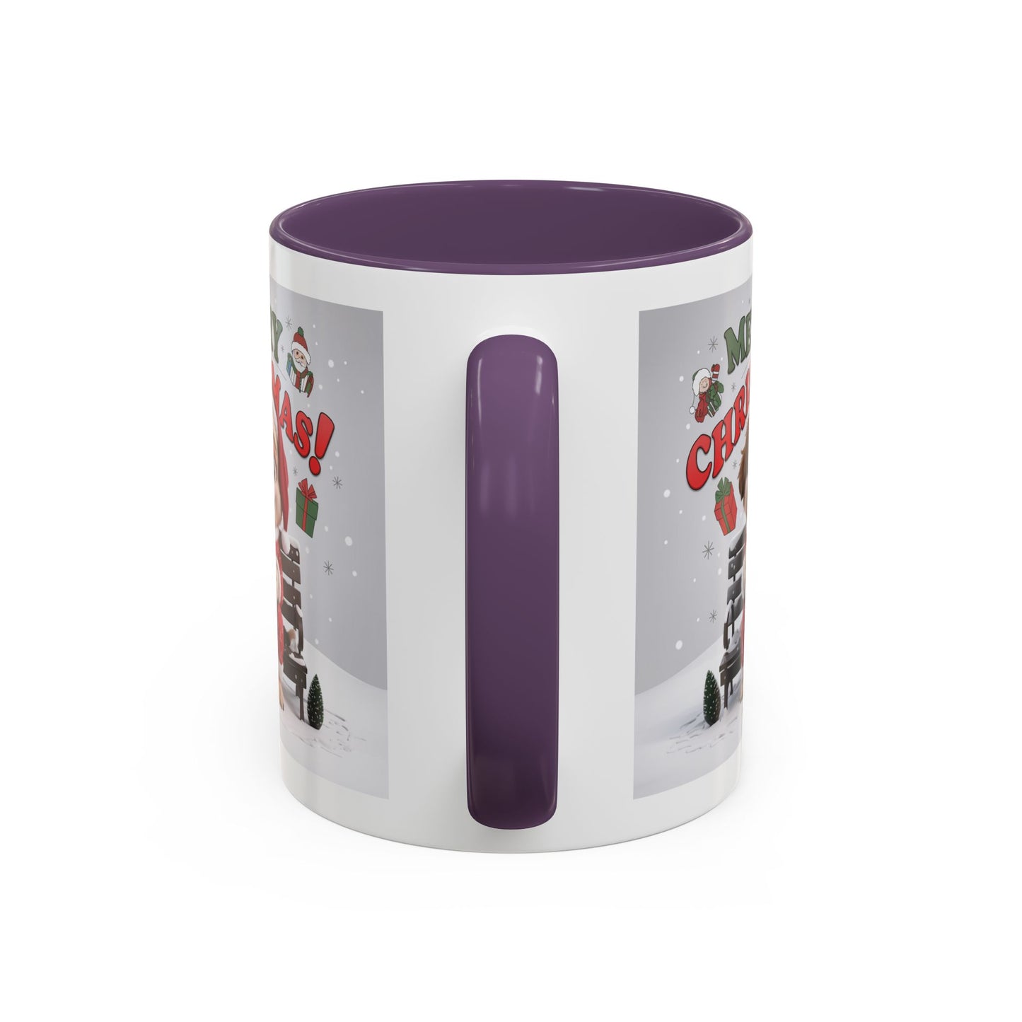 Christmas Mug - Merry Christmas Red Text Puppy Red Top