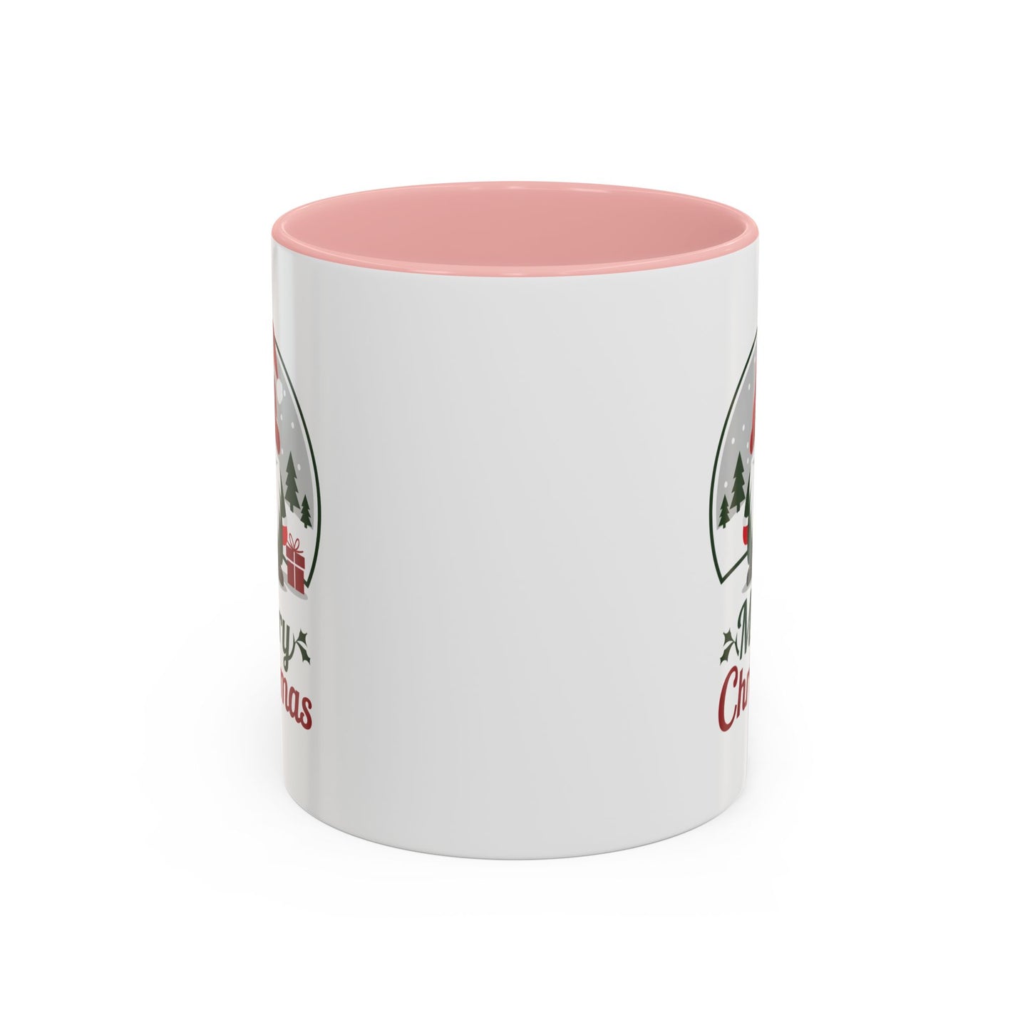 Christmas Mug - Merry Christmas Green & Red Text Gnome Present Trees