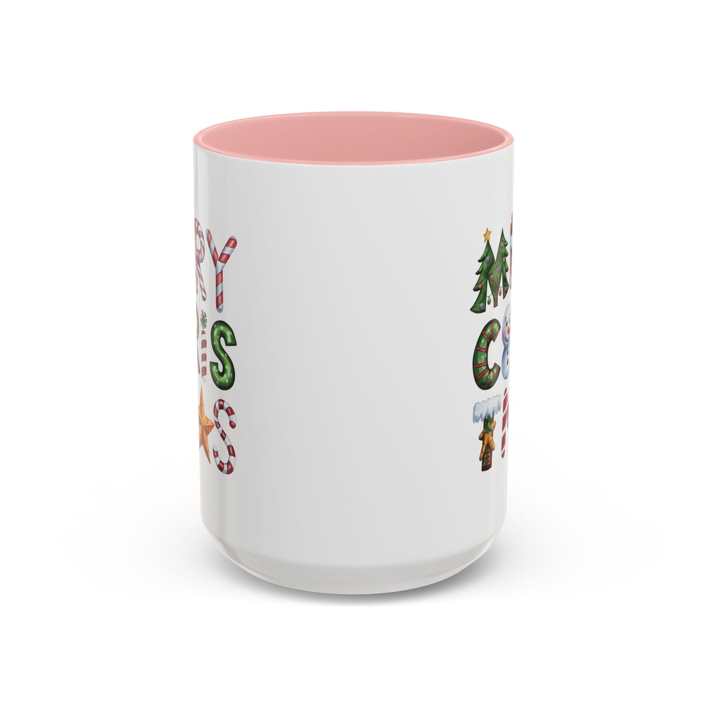 Christmas Mug - Merry Christmas Green Red & Gold Patterned Text