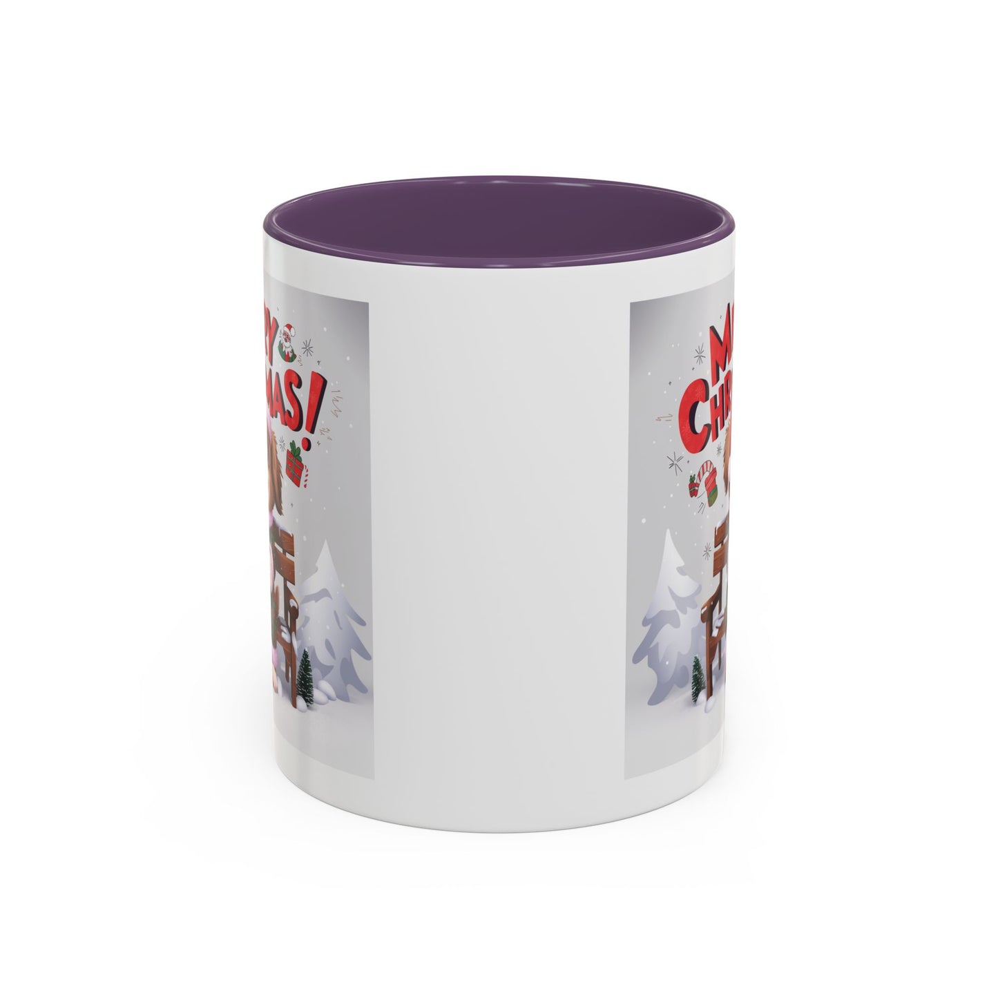 Christmas Mug - Merry Christmas Red Text Puppy Green & Red Top