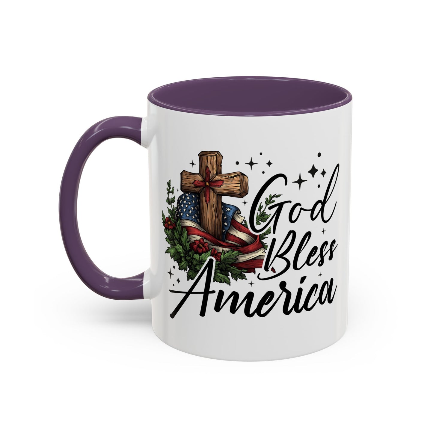 4th of July Mug - God Bless America Cross Flag