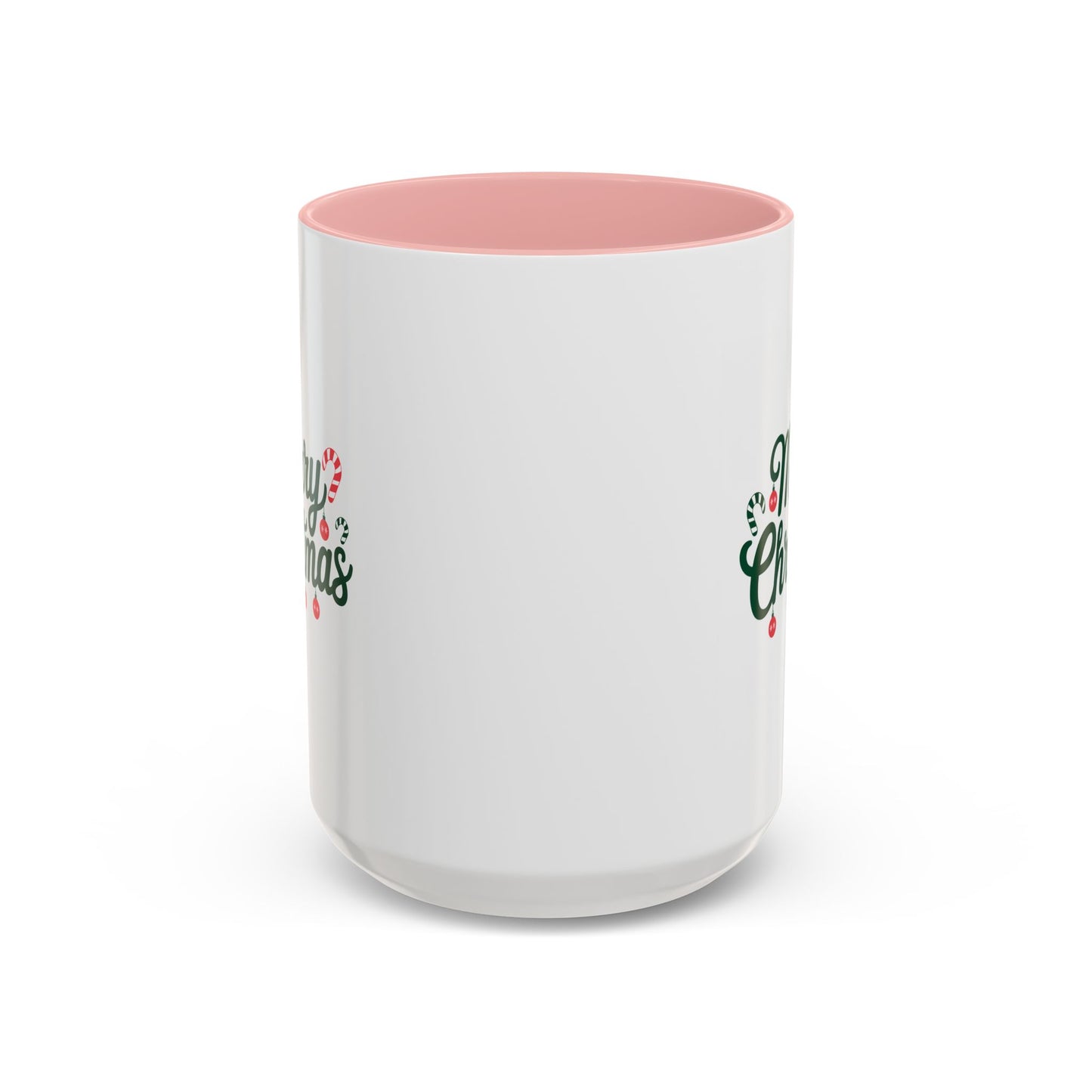 Christmas Mug - Merry Christmas Green Text Ornaments Candy Canes