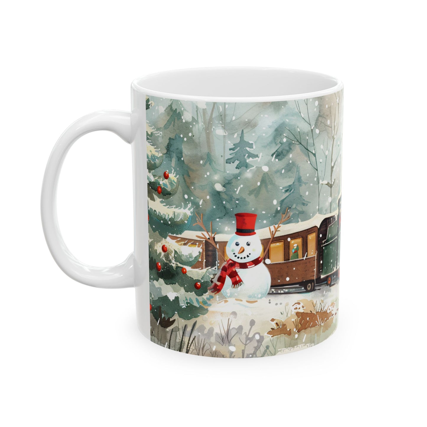 Christmas Mug - Snowman and Train Wrap 1