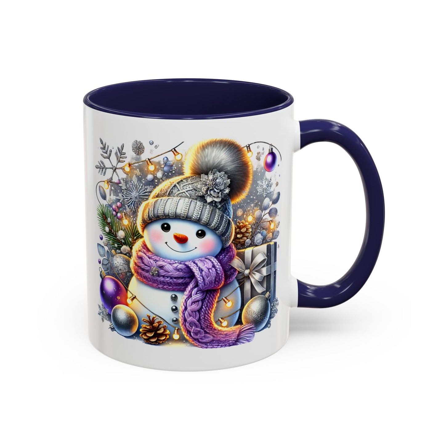 Christmas Mug - Purple and Silver Snowman